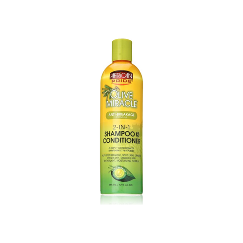 African Pride Olive Miracle Shampoo & Conditioner, 2-In-1, Anti-Breakage Formula