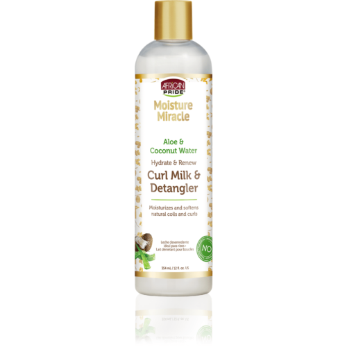 African Pride Moisture Miracle Aloe & Coconut Water Hydrate & Renew Curl Milk Detangler 12oz